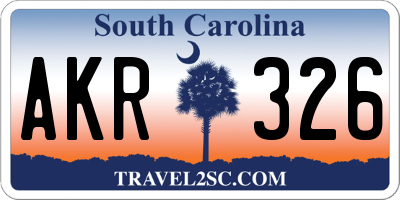 SC license plate AKR326
