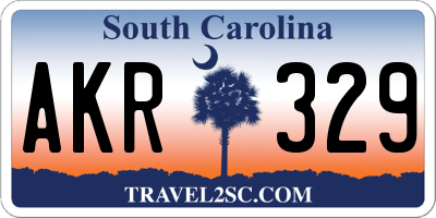 SC license plate AKR329