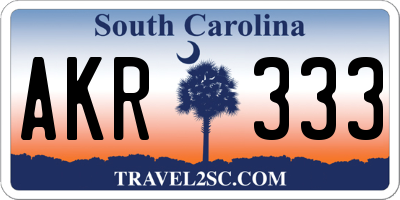 SC license plate AKR333