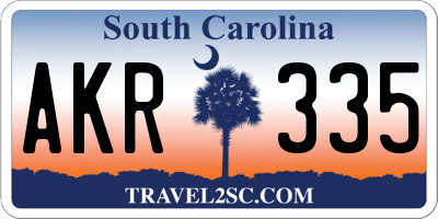 SC license plate AKR335