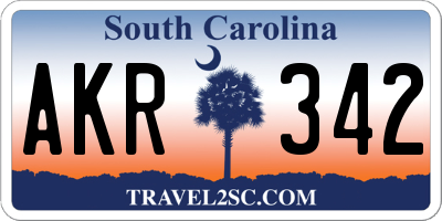 SC license plate AKR342