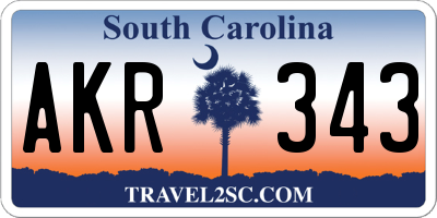 SC license plate AKR343