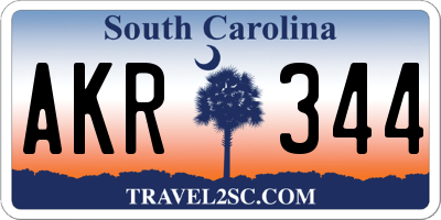 SC license plate AKR344