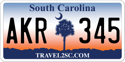 SC license plate AKR345