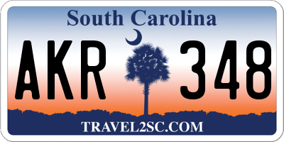 SC license plate AKR348