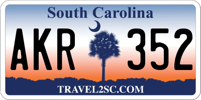 SC license plate AKR352