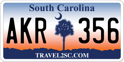 SC license plate AKR356
