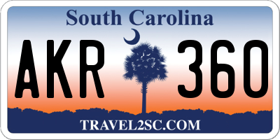 SC license plate AKR360