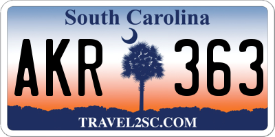 SC license plate AKR363