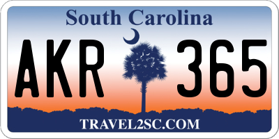 SC license plate AKR365