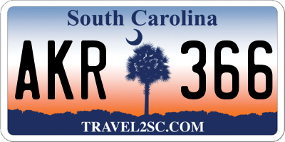 SC license plate AKR366