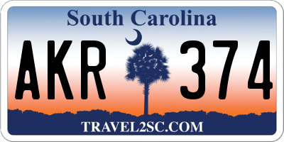 SC license plate AKR374
