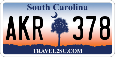 SC license plate AKR378