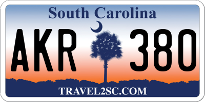 SC license plate AKR380