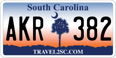 SC license plate AKR382
