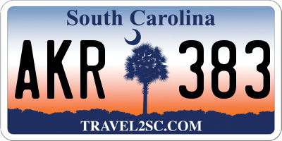 SC license plate AKR383