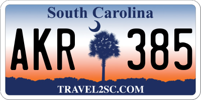 SC license plate AKR385