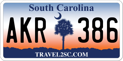 SC license plate AKR386