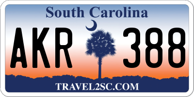SC license plate AKR388
