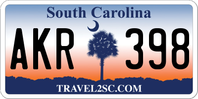 SC license plate AKR398