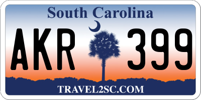SC license plate AKR399