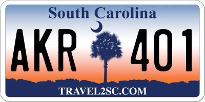 SC license plate AKR401