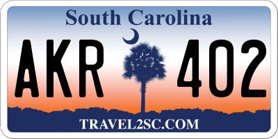 SC license plate AKR402