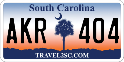 SC license plate AKR404