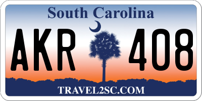 SC license plate AKR408