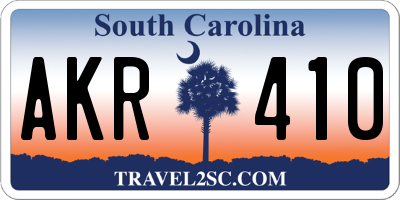 SC license plate AKR410