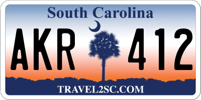 SC license plate AKR412