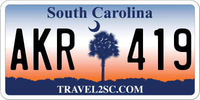 SC license plate AKR419