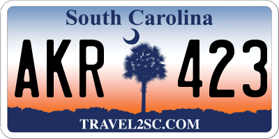 SC license plate AKR423