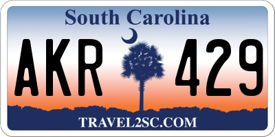 SC license plate AKR429