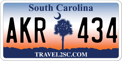 SC license plate AKR434