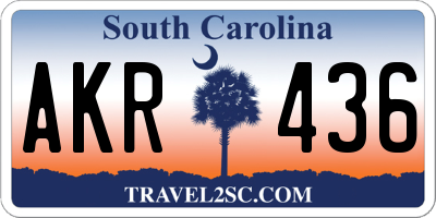 SC license plate AKR436