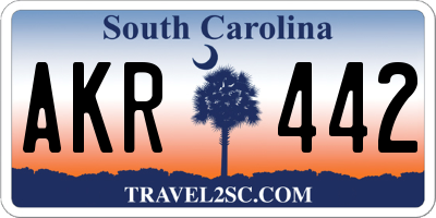 SC license plate AKR442