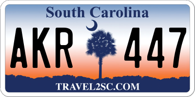 SC license plate AKR447