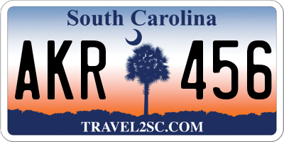 SC license plate AKR456