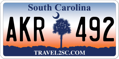 SC license plate AKR492
