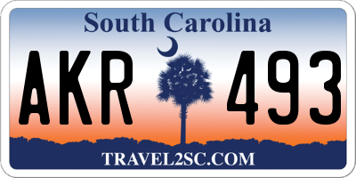 SC license plate AKR493