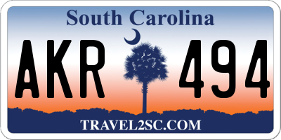 SC license plate AKR494