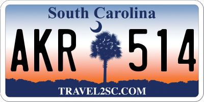 SC license plate AKR514