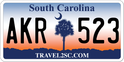 SC license plate AKR523