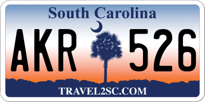 SC license plate AKR526