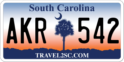 SC license plate AKR542