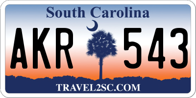 SC license plate AKR543