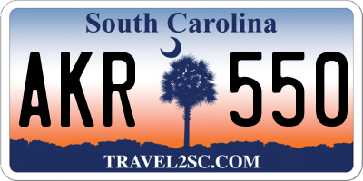 SC license plate AKR550
