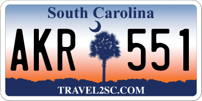 SC license plate AKR551