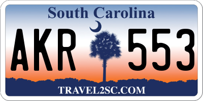 SC license plate AKR553